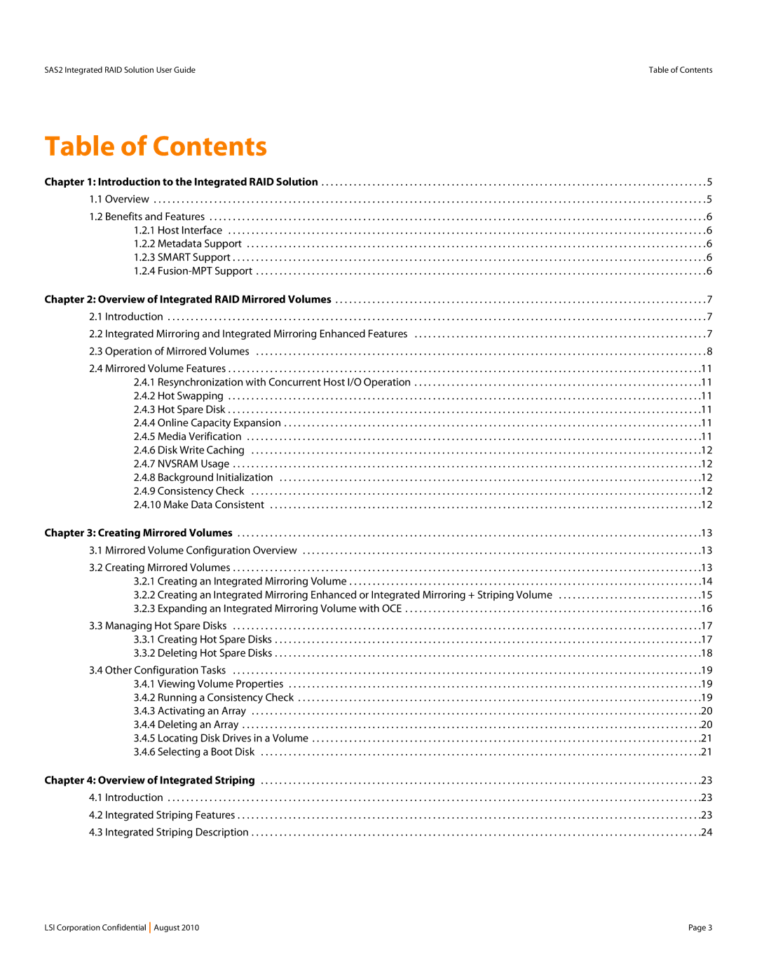 LSI SAS2 manual Table of Contents 