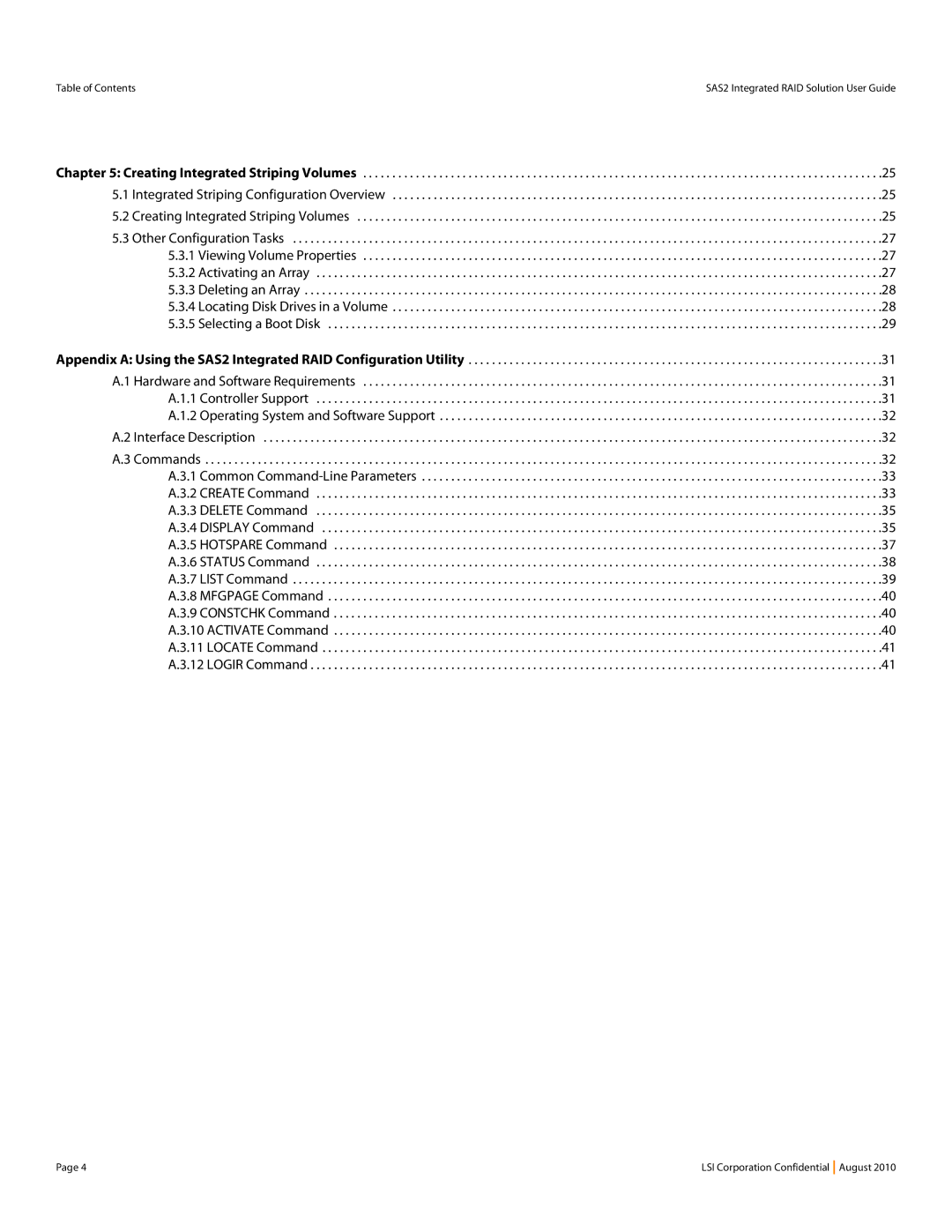 LSI SAS2 manual Table of Contents 