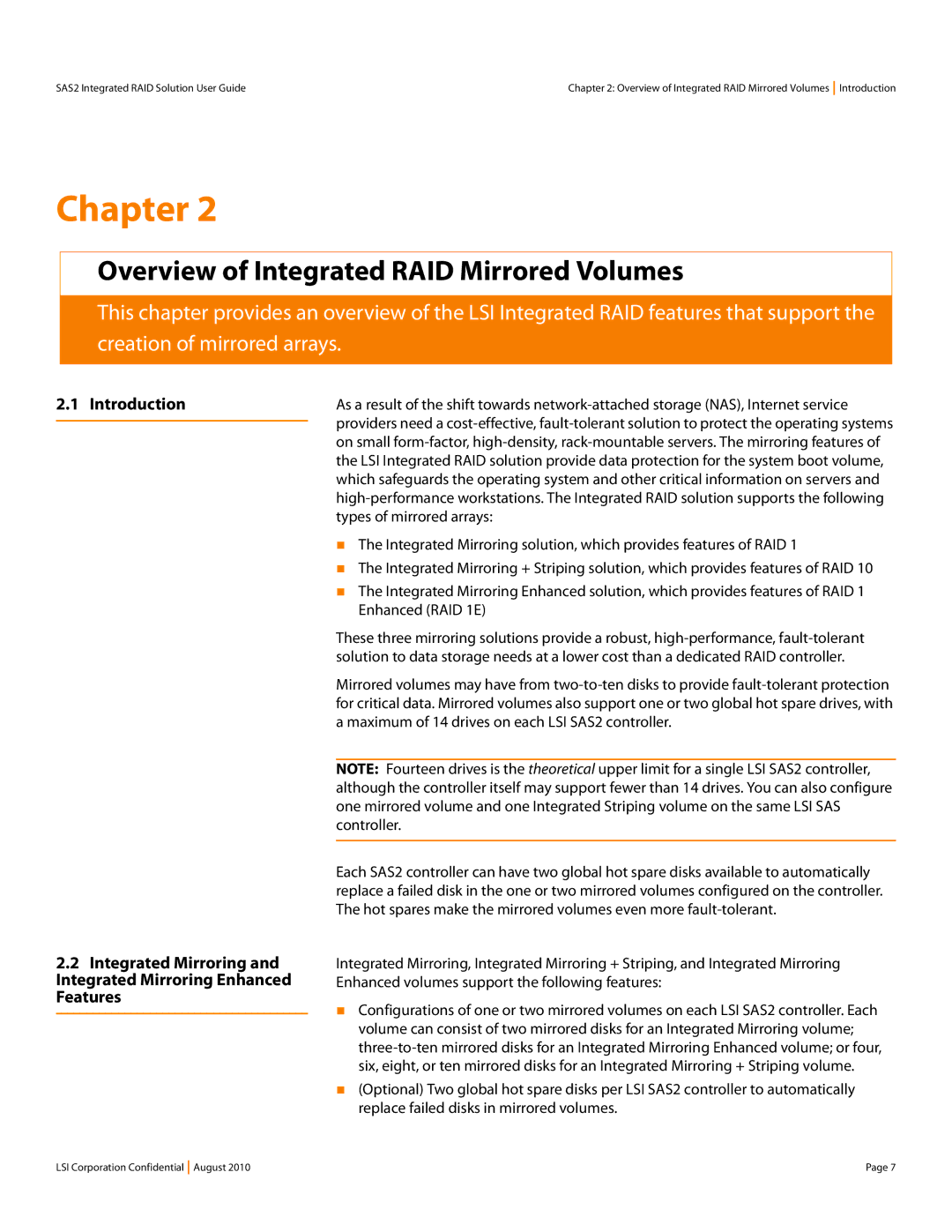 LSI SAS2 manual Overview of Integrated RAID Mirrored Volumes, Introduction, Types of mirrored arrays 