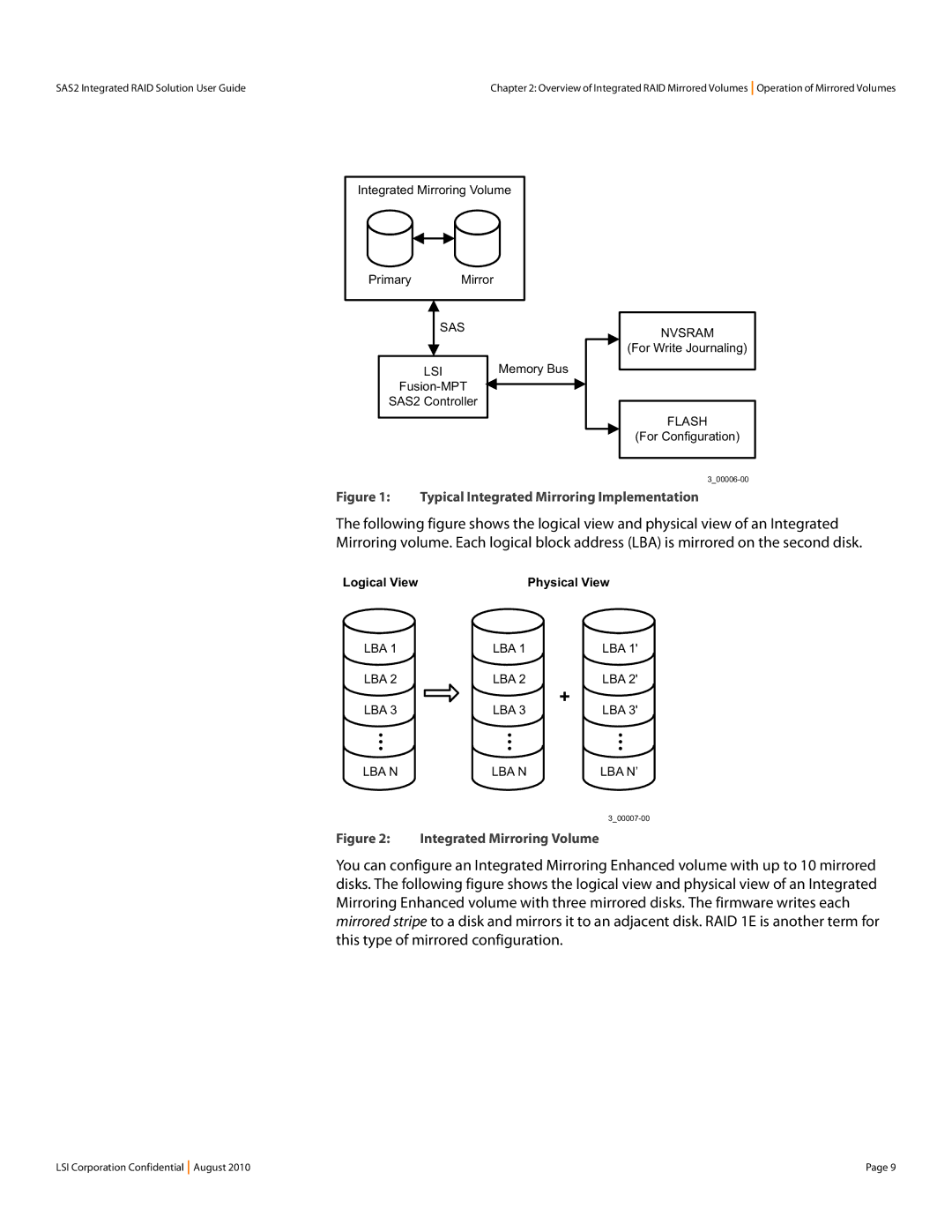 LSI SAS2 manual Typical Integrated Mirroring Implementation 