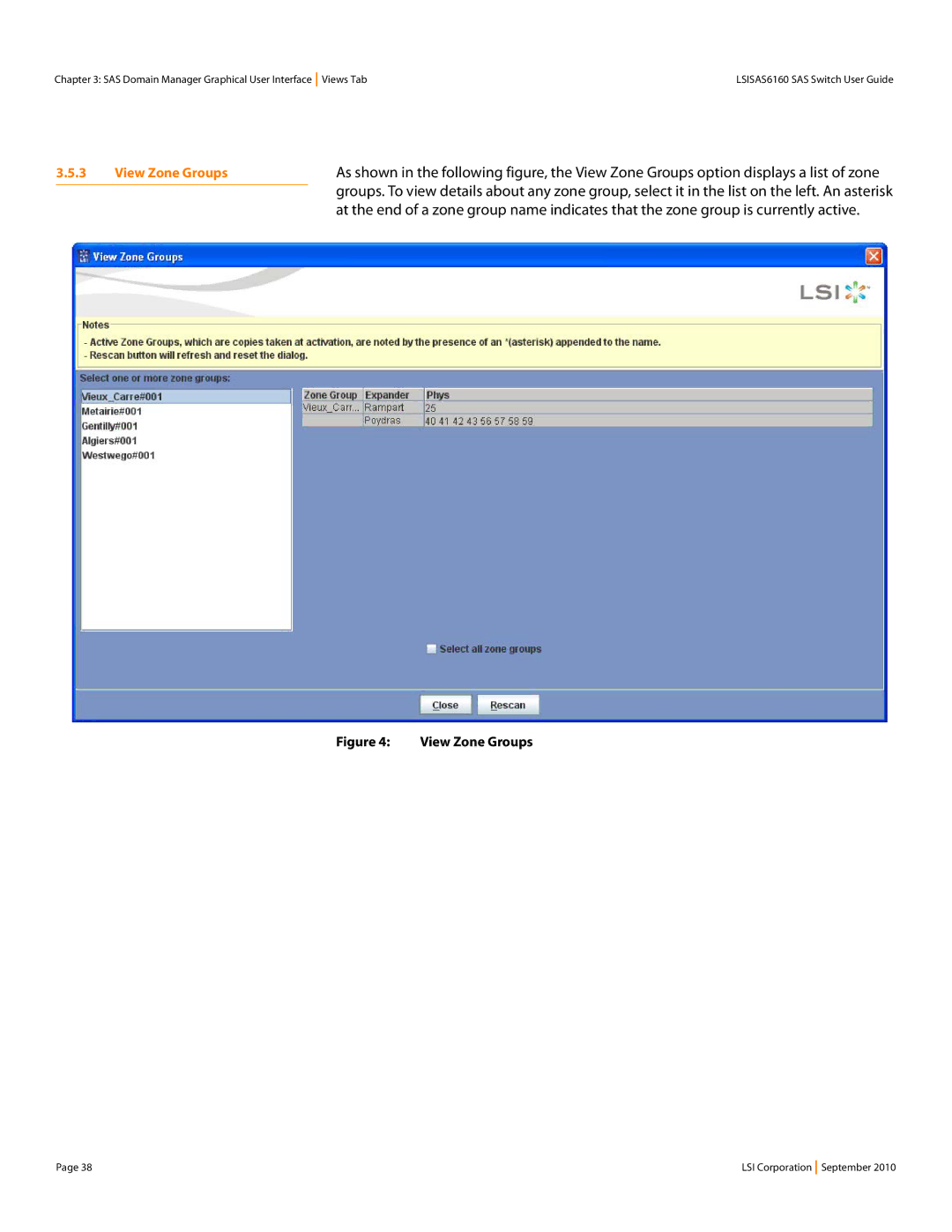 LSI SAS6160 manual View Zone Groups 