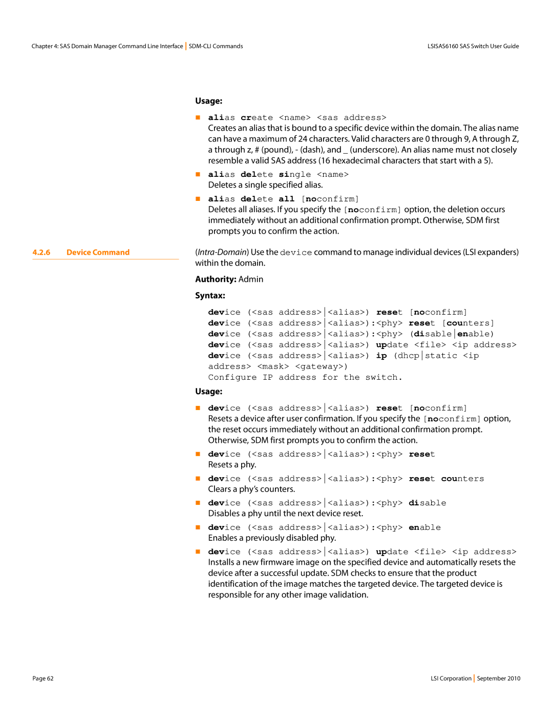 LSI SAS6160 manual „ alias delete 