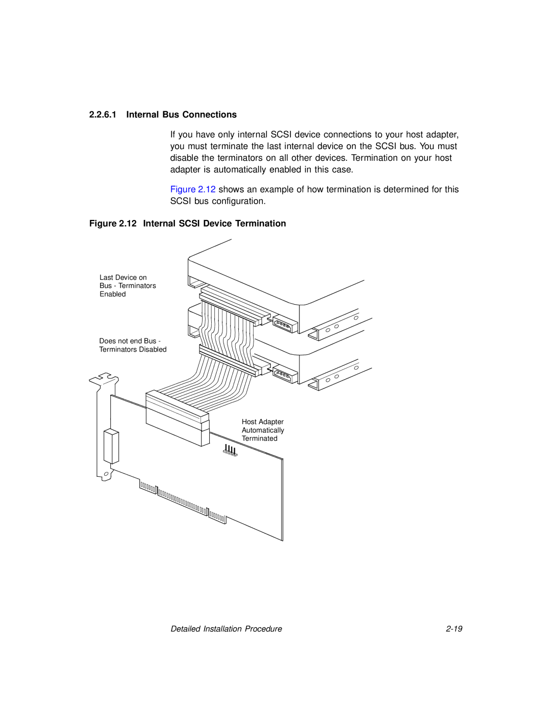 LSI SYM8953U manual Internal Bus Connections, Internal Scsi Device Termination 