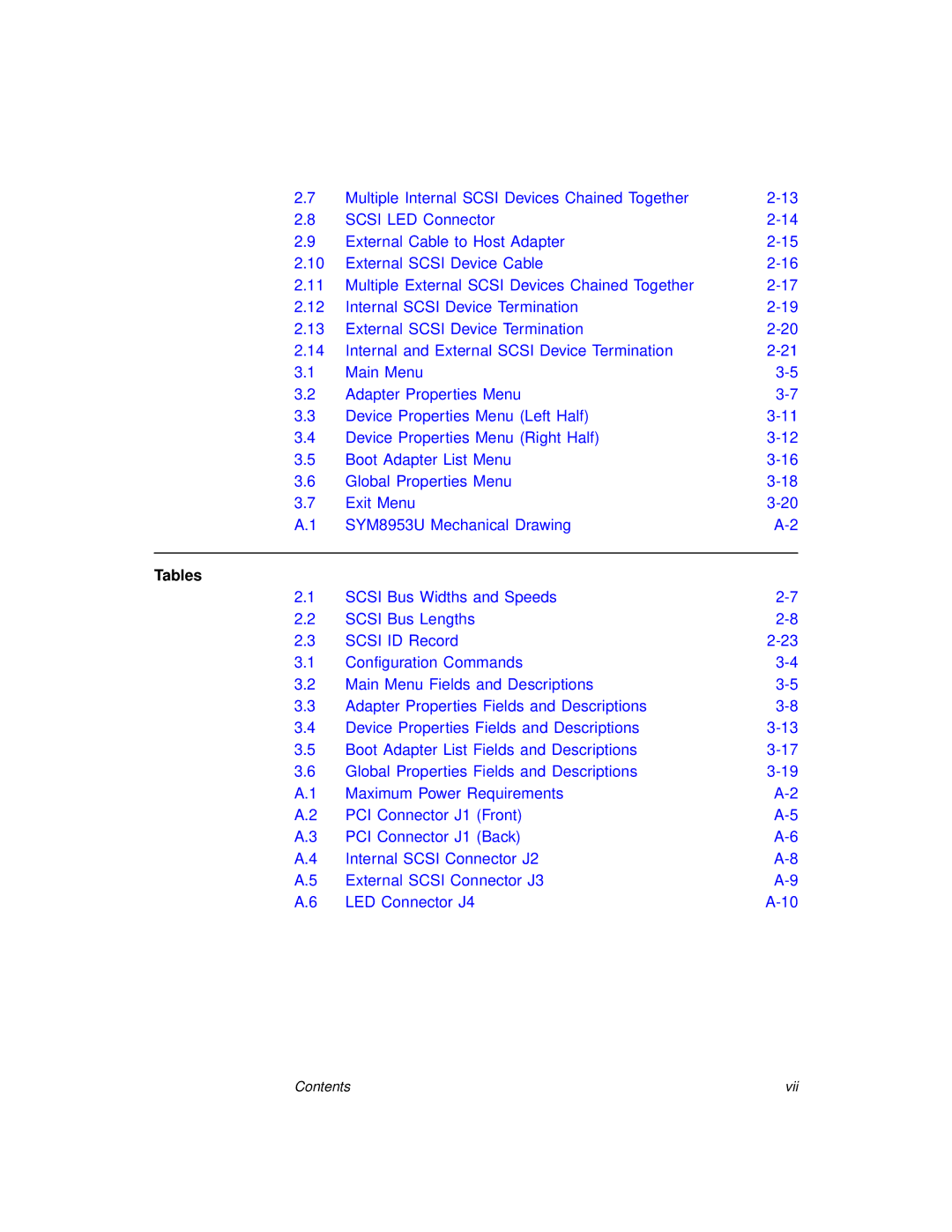 LSI SYM8953U manual Tables 