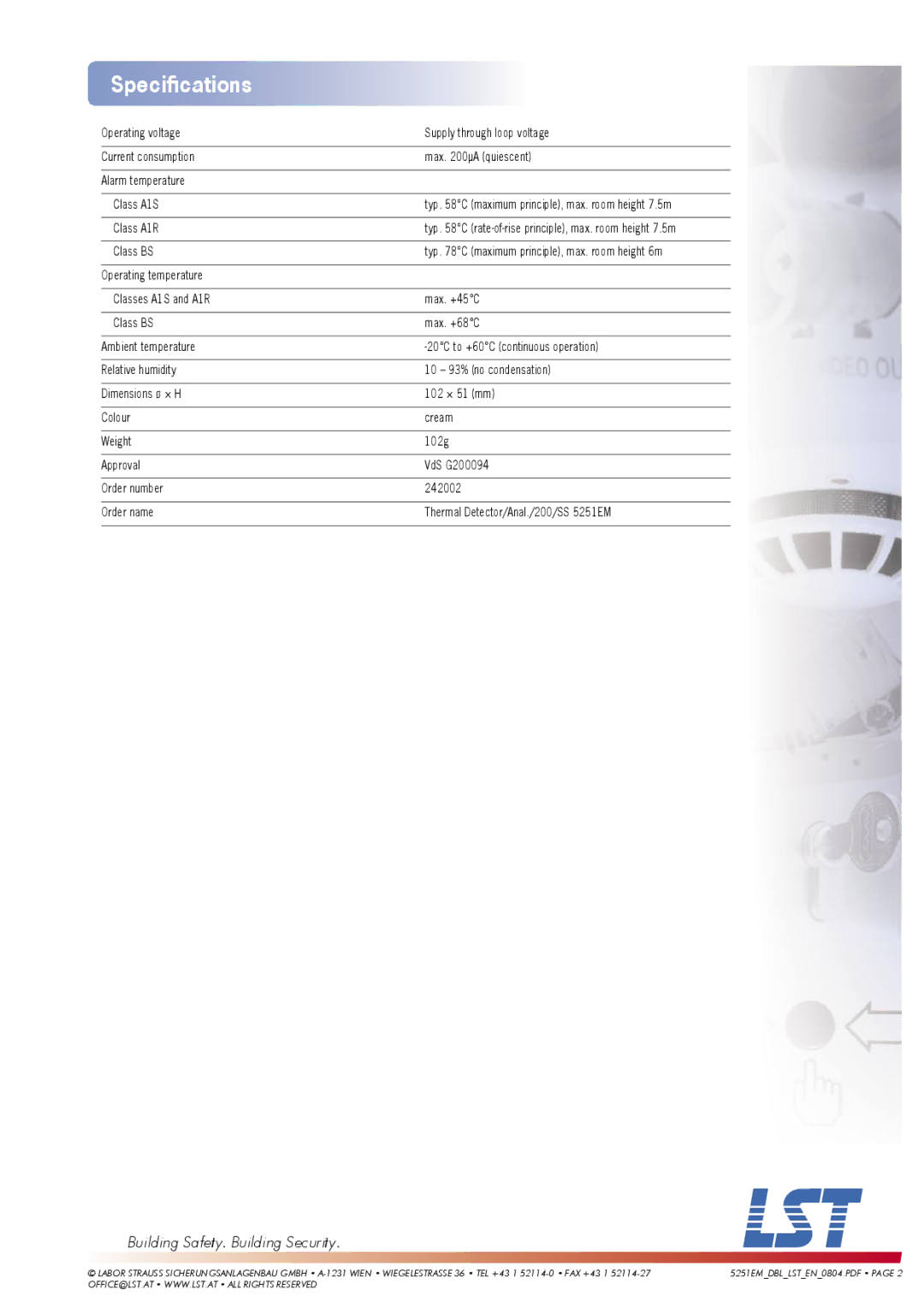 LST 5251EM manual Speciﬁcations 