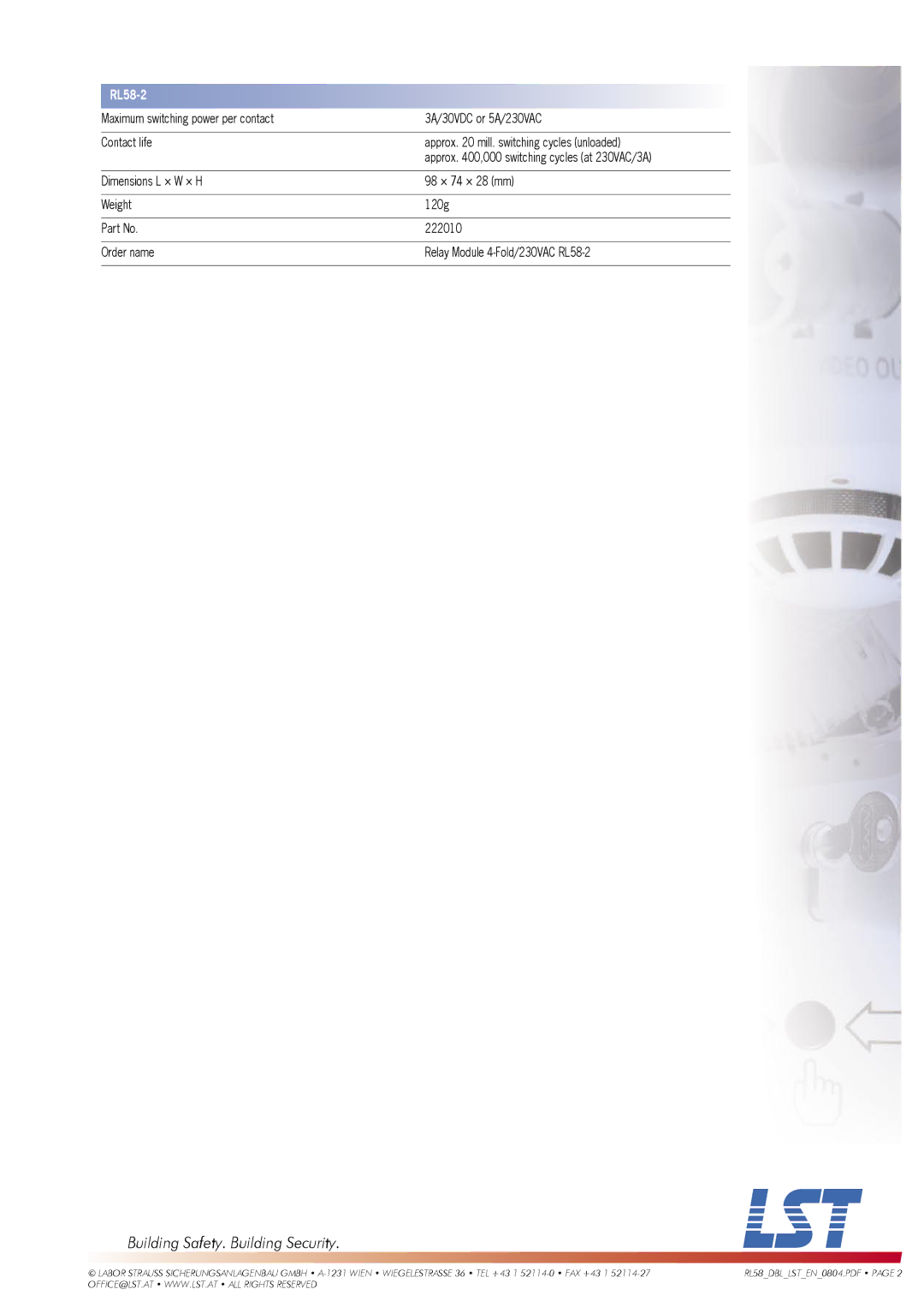 LST RL58-2, RL58-1 specifications 