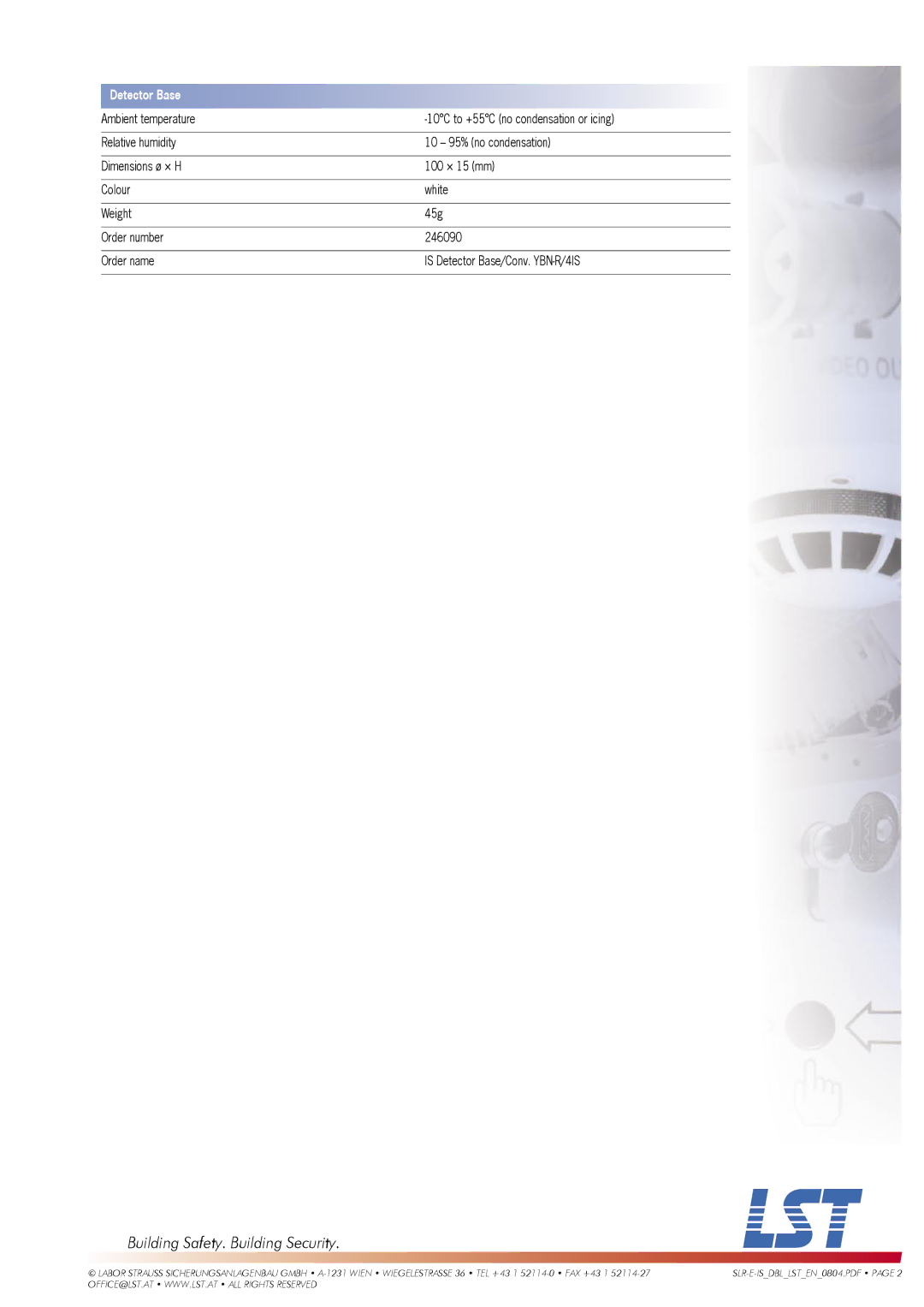 LST SLR-E-IS specifications Detector Base 