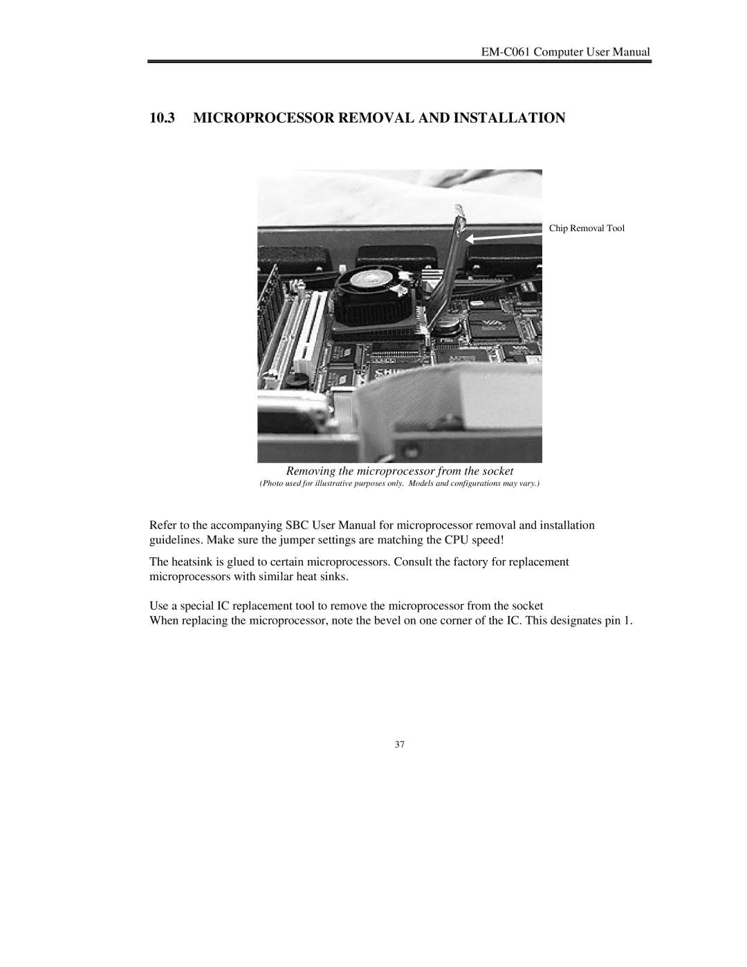 Lucas Industries EM-C061 manual Microprocessor Removal and Installation, Removing the microprocessor from the socket 