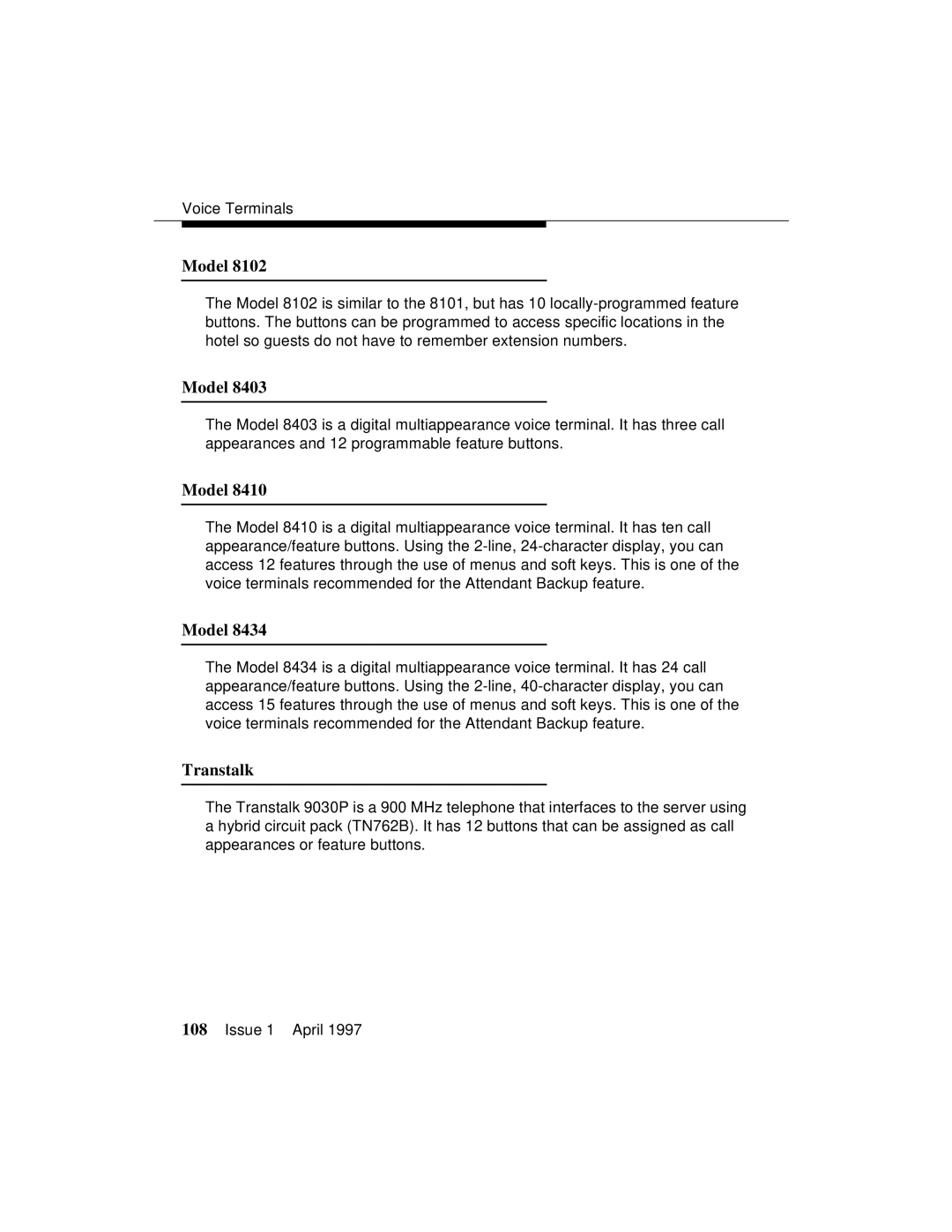 Lucent Technologies 1079984G3 manual Transtalk 