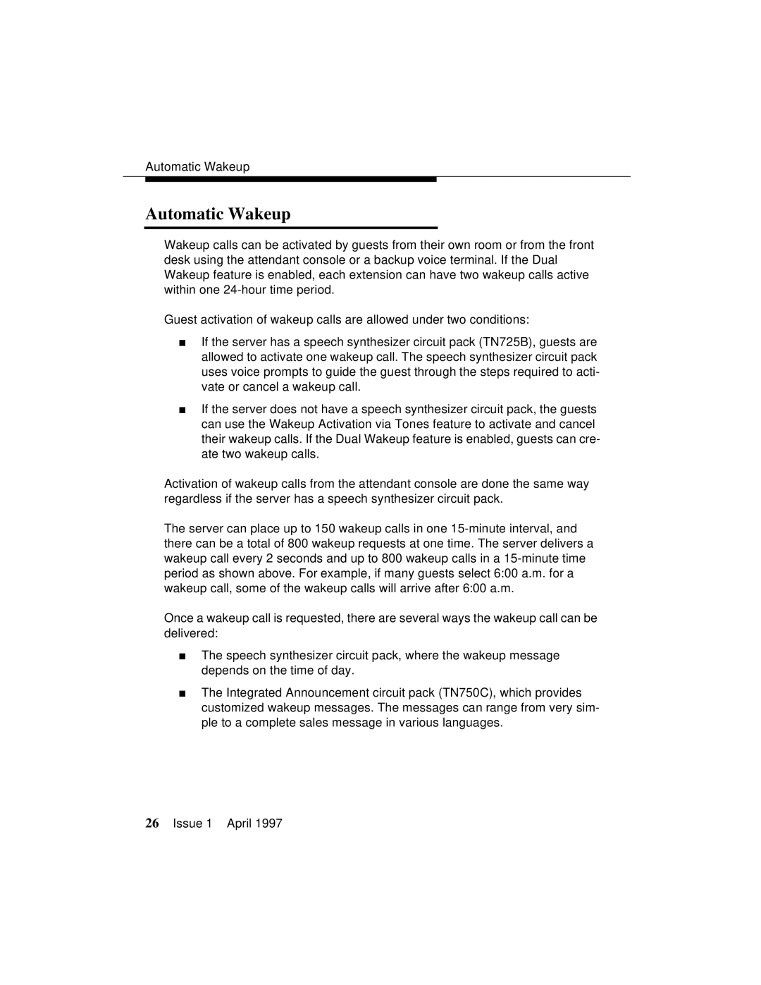 Lucent Technologies 1079984G3 manual Automatic Wakeup 