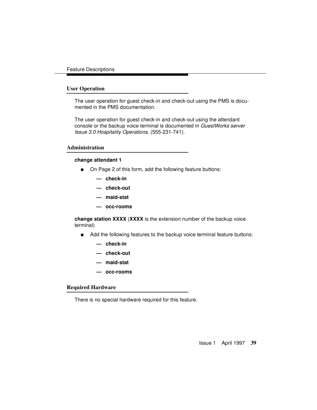 Lucent Technologies 1079984G3 manual Check-in Check-out Maid-stat Occ-rooms 