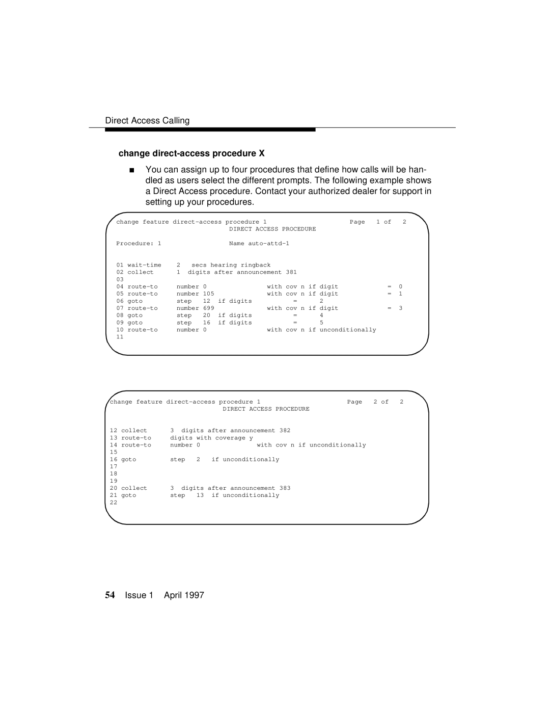 Lucent Technologies 1079984G3 manual Change feature direct-access procedure 