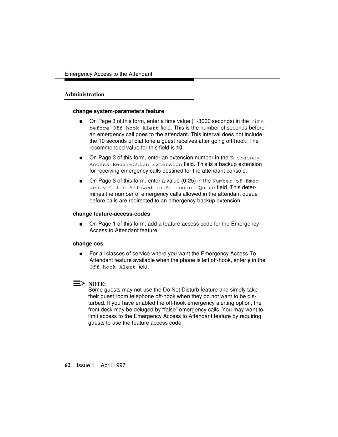 Lucent Technologies 1079984G3 manual Off-hook Alert field 