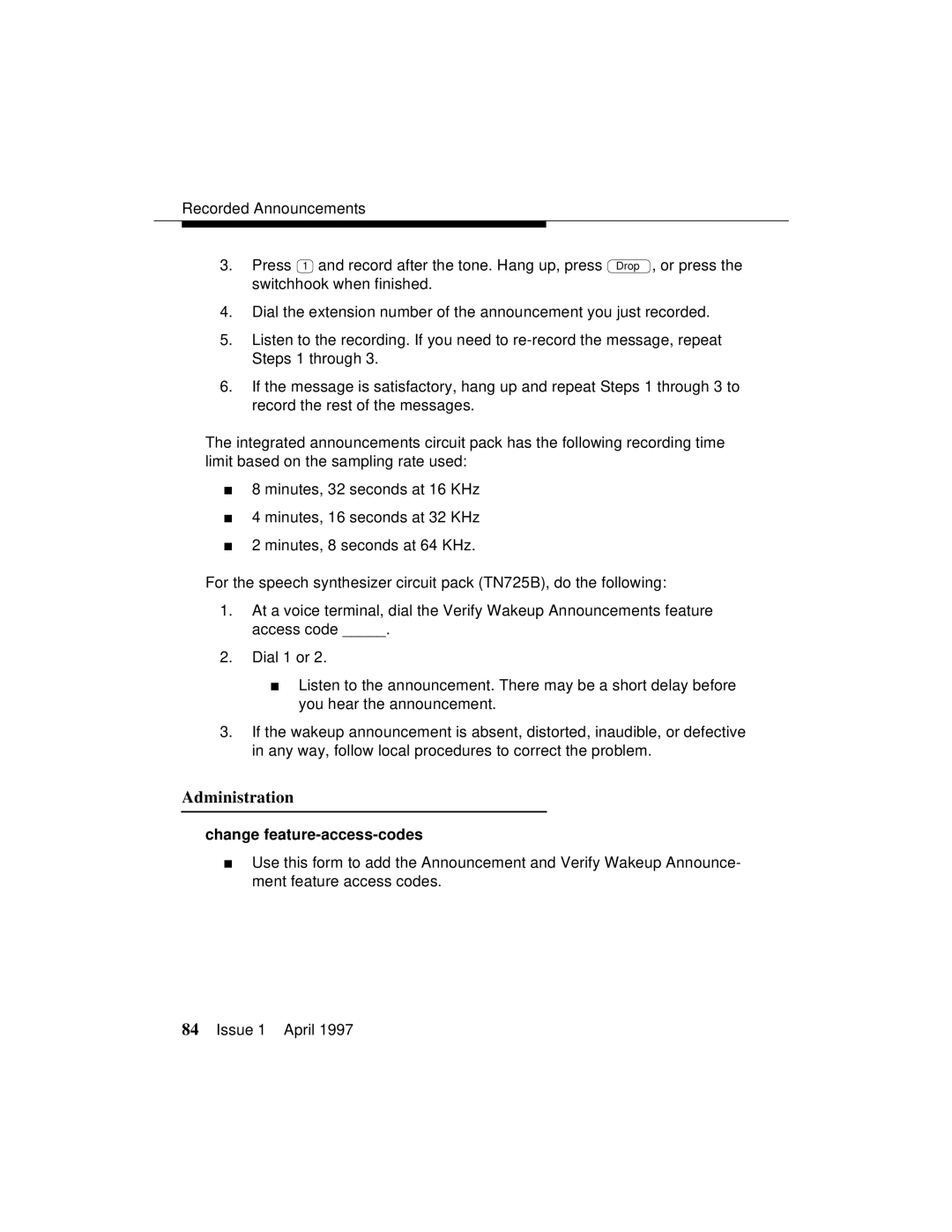 Lucent Technologies 1079984G3 manual Administration 