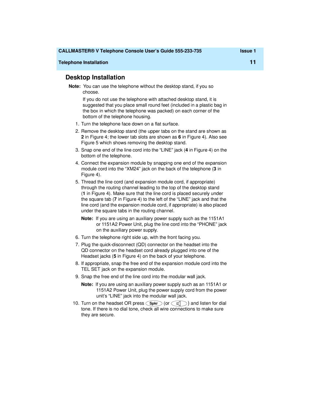 Lucent Technologies 108488222 manual Desktop Installation 