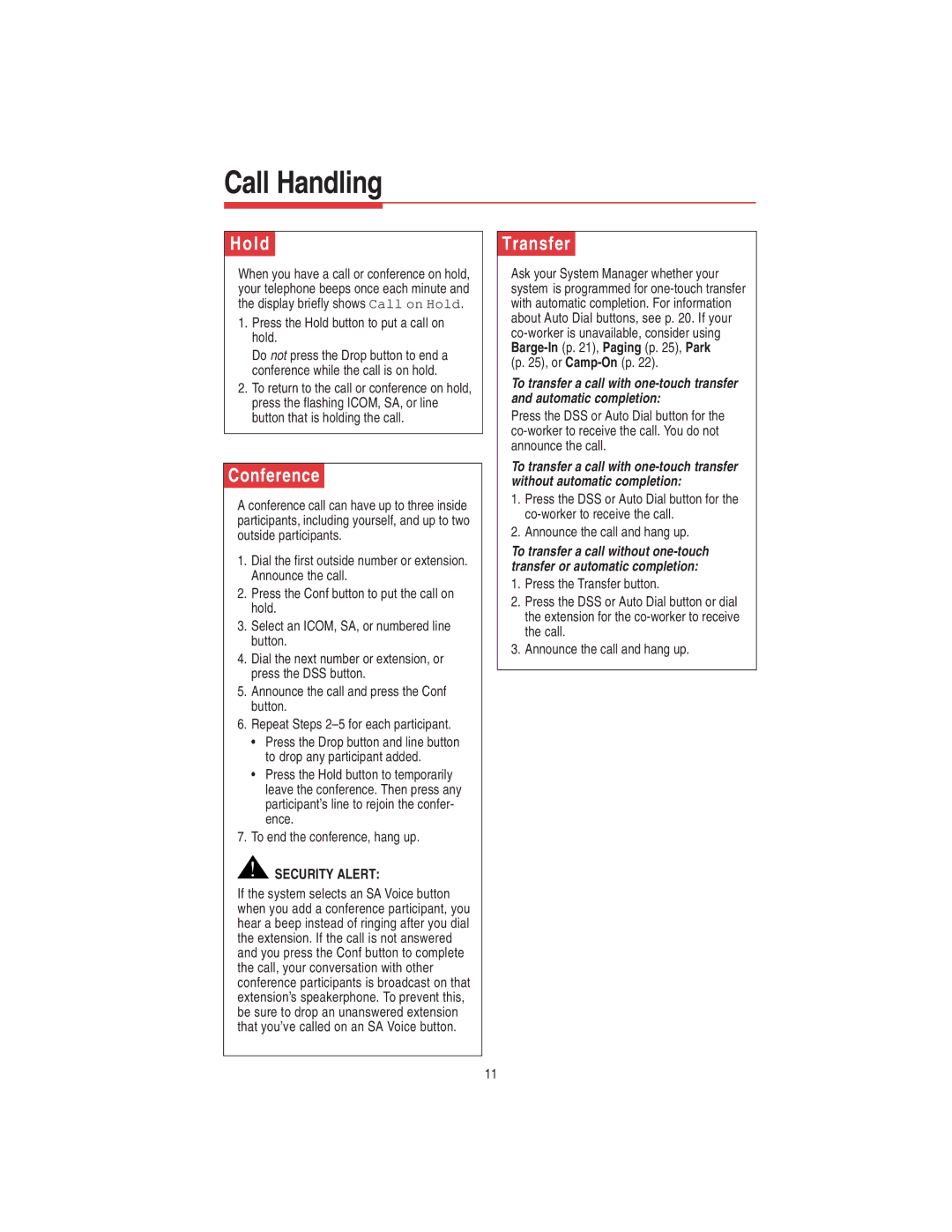 Lucent Technologies 108522426 manual Hold, Conference, Transfer 