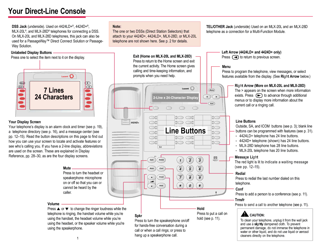 Lucent Technologies 108522426 manual Your Direct-Line Console 