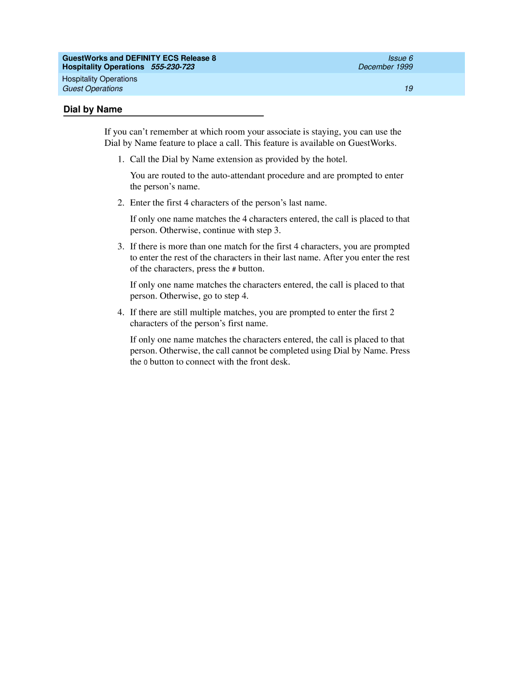 Lucent Technologies 108596560 manual Dial by Name 