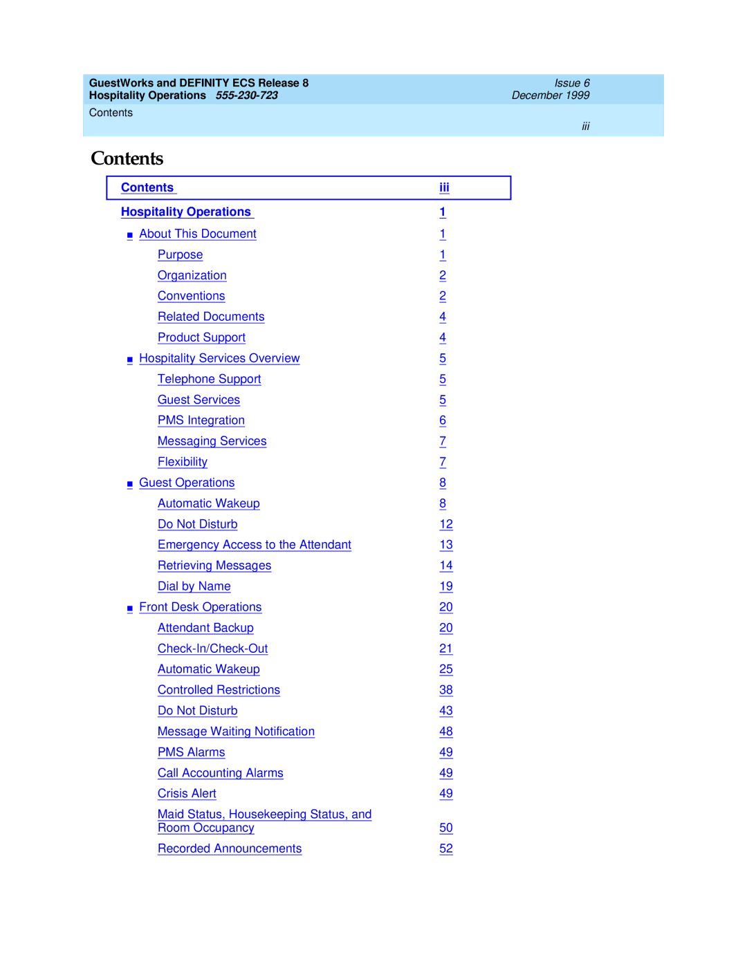 Lucent Technologies 108596560 manual Contents 