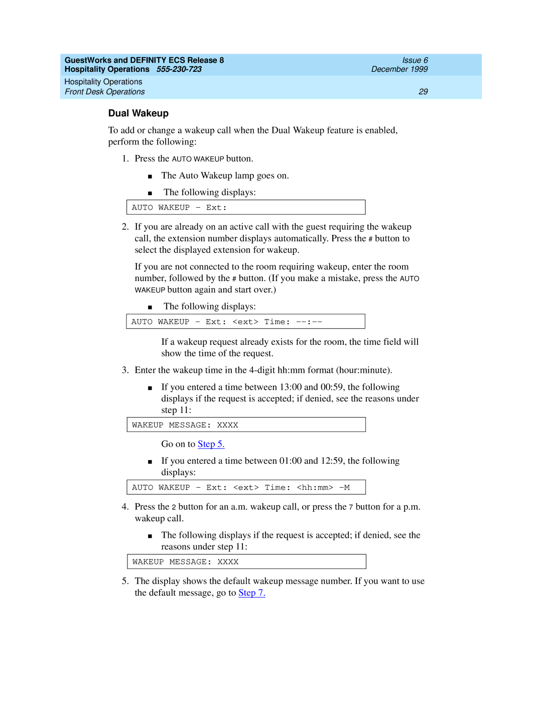 Lucent Technologies 108596560 manual Dual Wakeup 