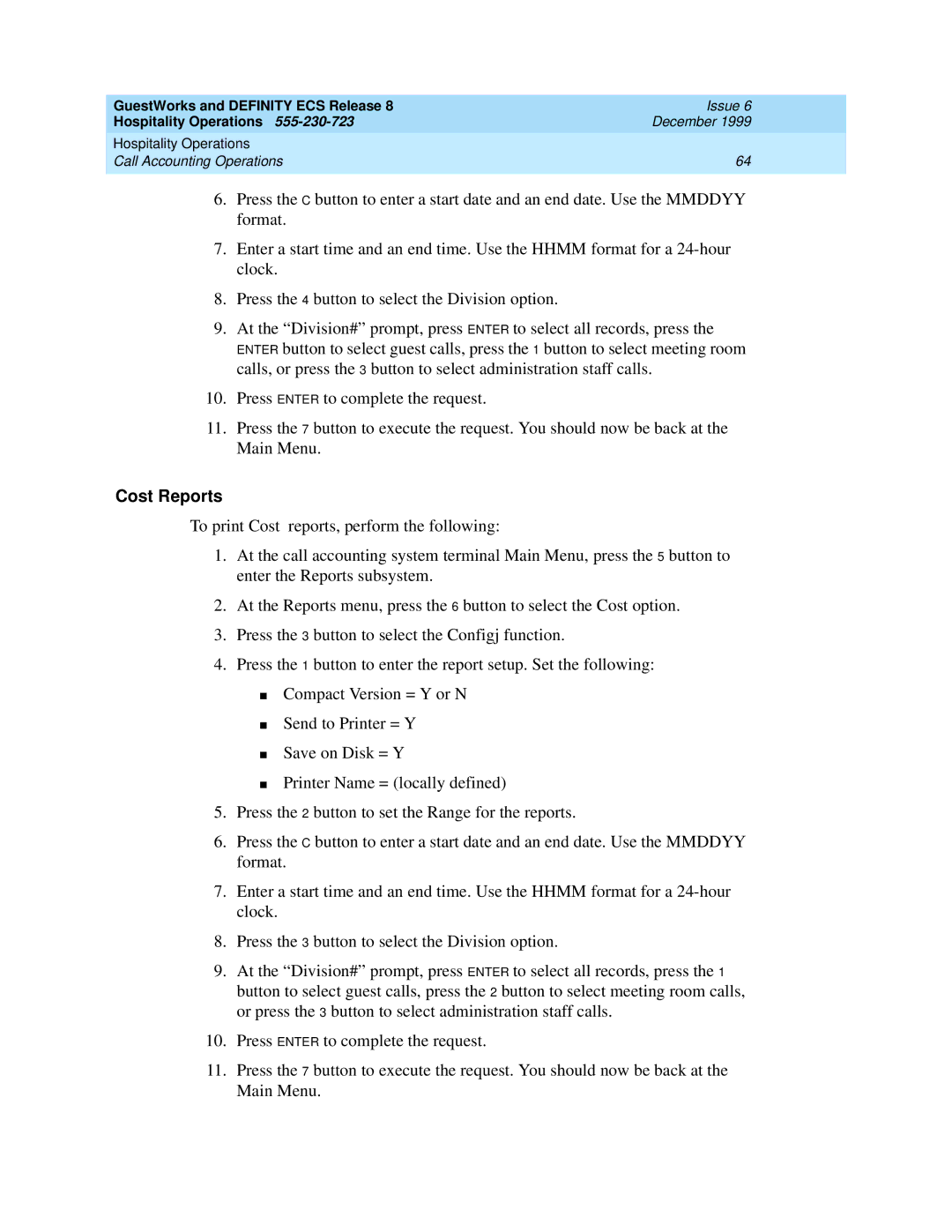 Lucent Technologies 108596560 manual Cost Reports 