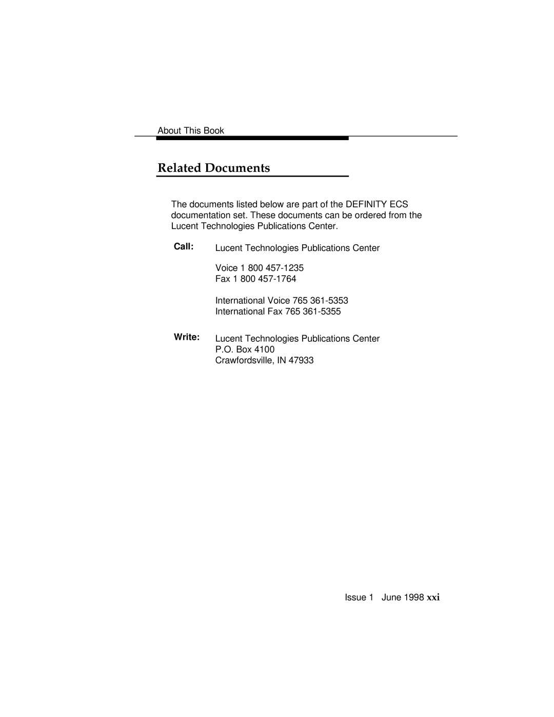 Lucent Technologies 1100 manual Related Documents, Call 