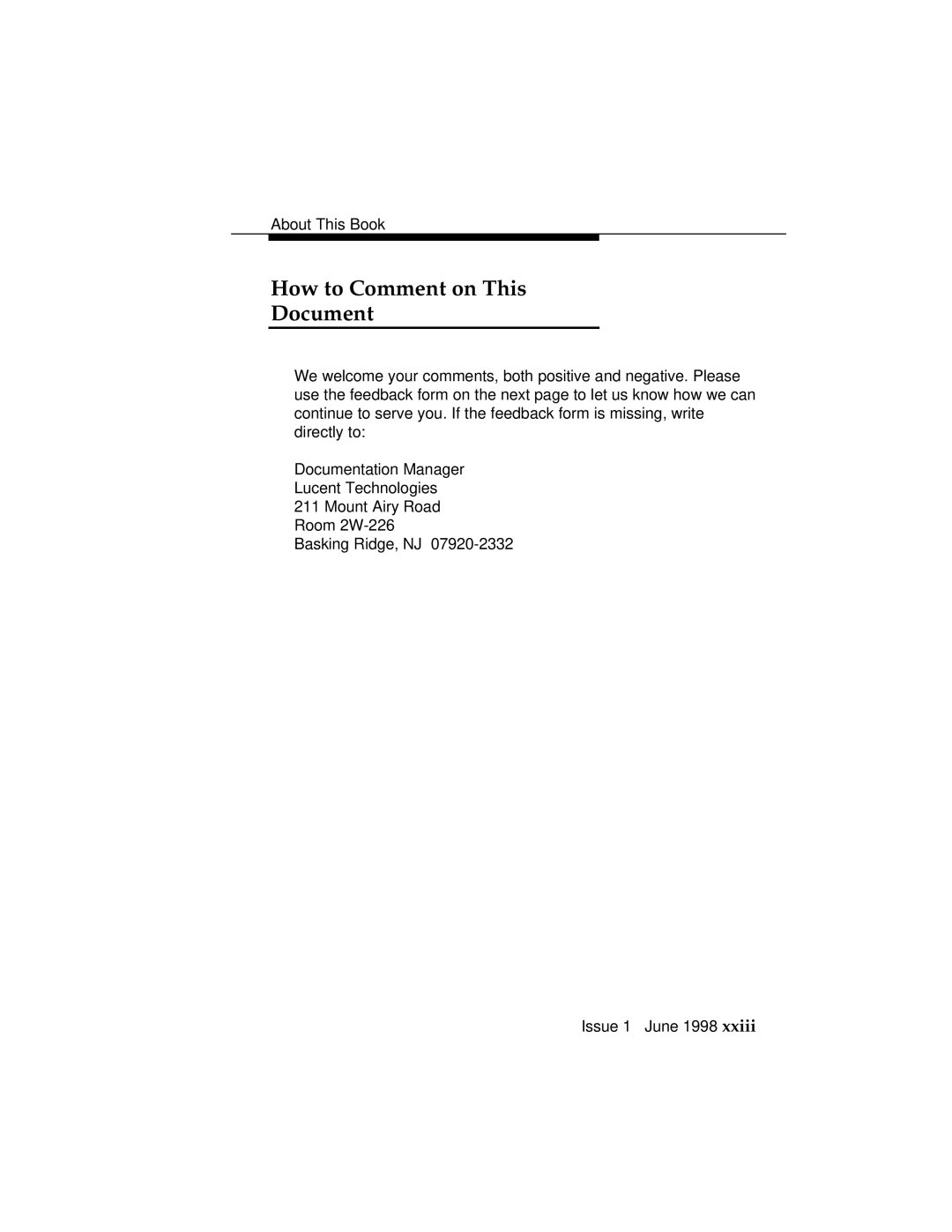 Lucent Technologies 1100 manual How to Comment on This Document 