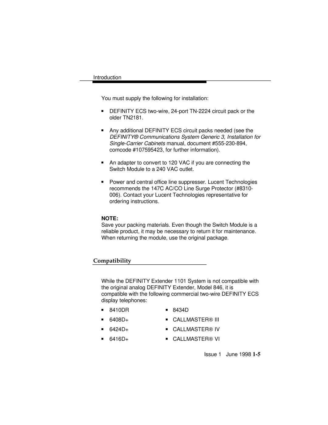 Lucent Technologies 1100 manual Compatibility 