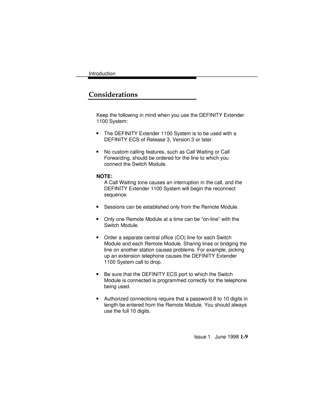 Lucent Technologies 1100 manual Considerations 