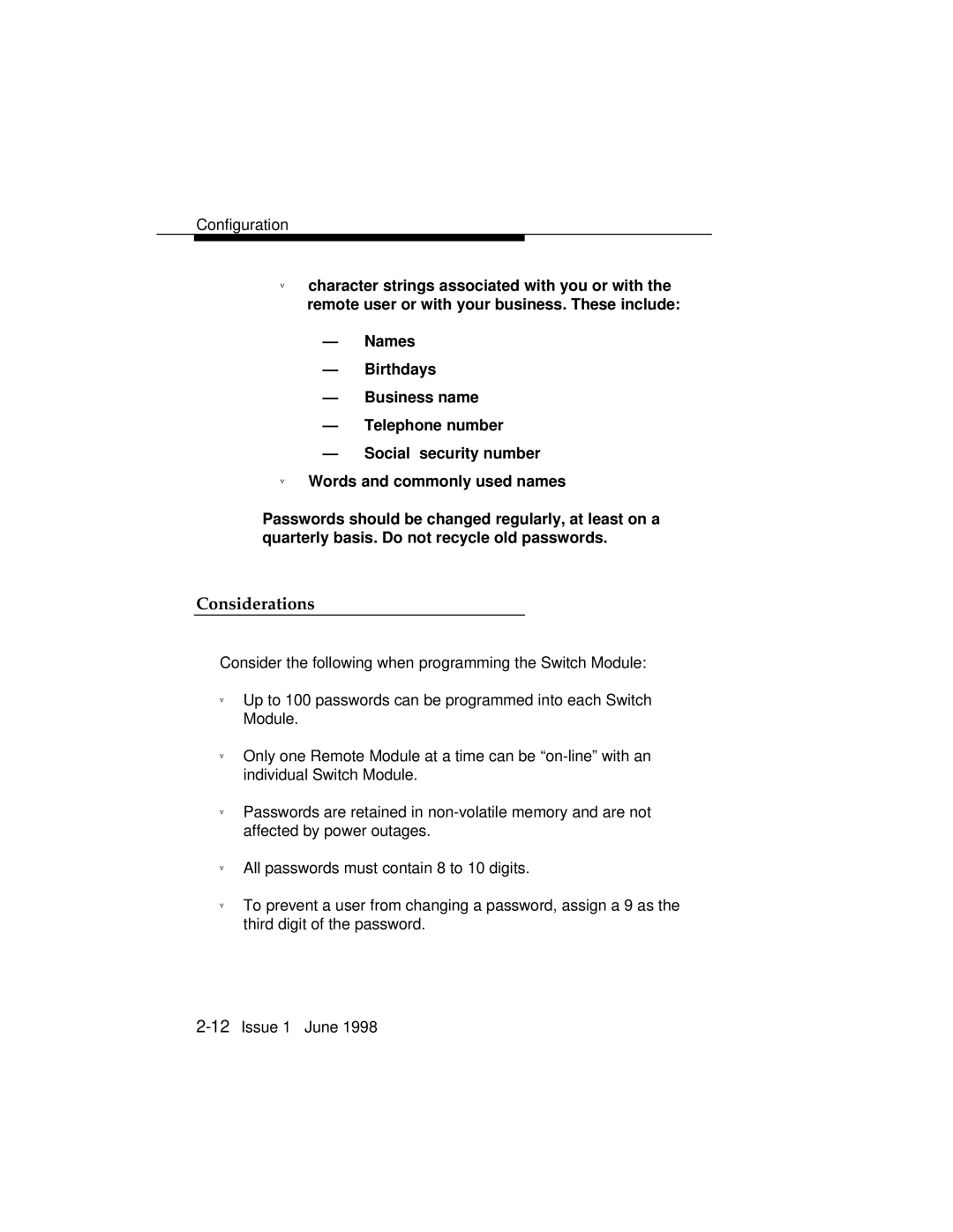 Lucent Technologies 1100 manual Considerations 