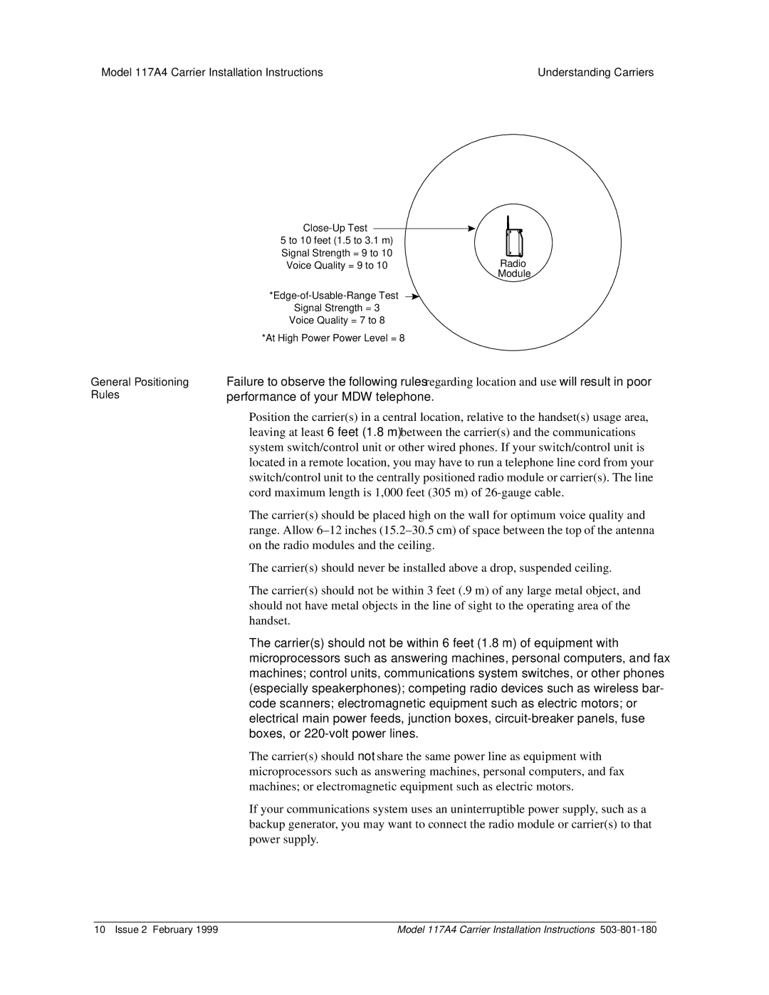 Lucent Technologies 117A4 installation instructions General Positioning Rules 