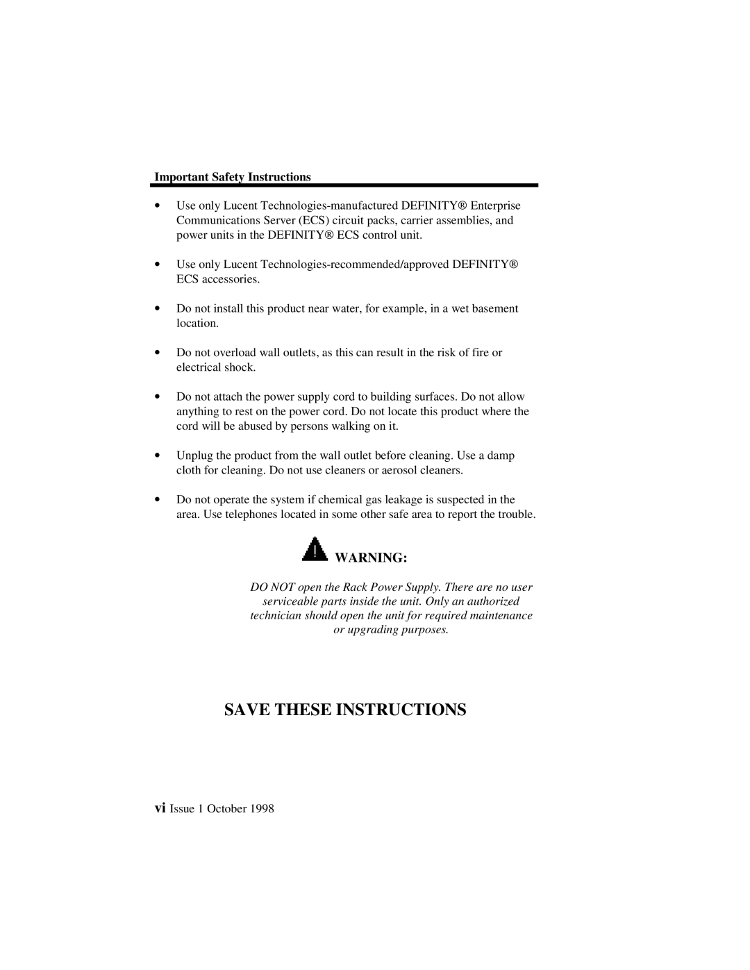 Lucent Technologies 3000, 3100 manual Important Safety Instructions 