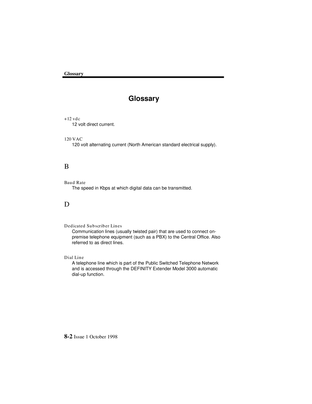 Lucent Technologies 3000, 3100 manual Glossary 