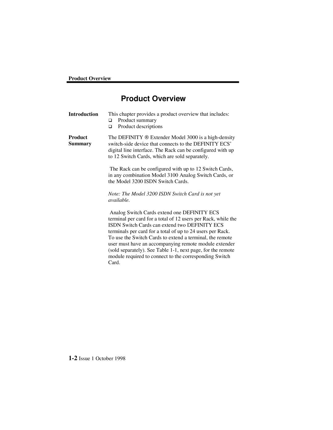 Lucent Technologies 3000, 3100 manual Product Overview, Summary 