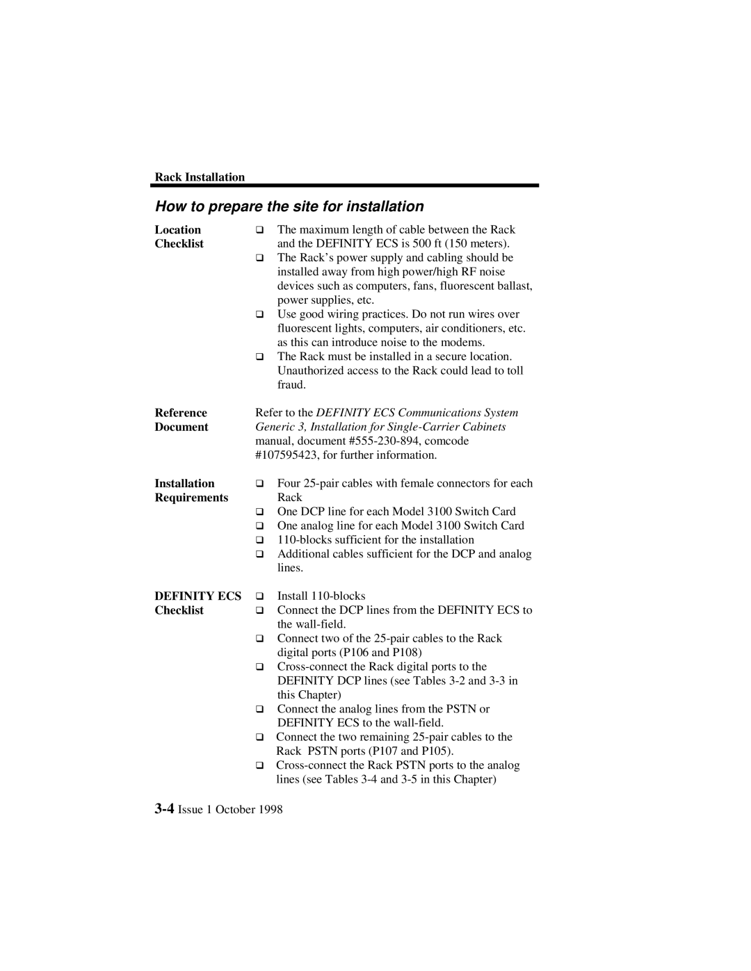 Lucent Technologies 3000, 3100 manual How to prepare the site for installation 