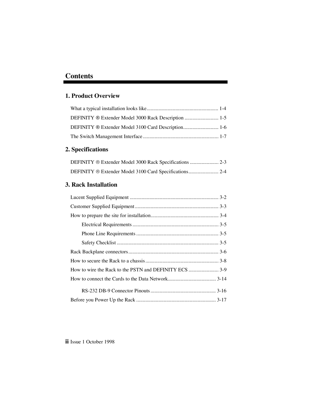 Lucent Technologies 3000, 3100 manual Specifications 