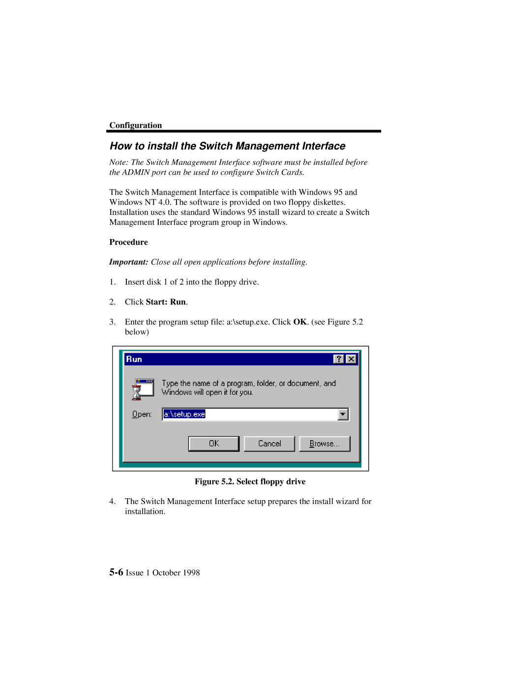 Lucent Technologies 3000, 3100 manual How to install the Switch Management Interface, Click Start Run 