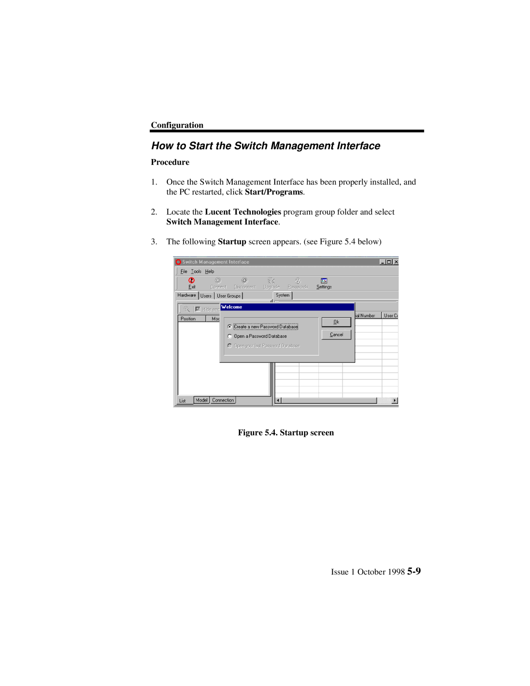 Lucent Technologies 3100, 3000 manual How to Start the Switch Management Interface, Startup screen 