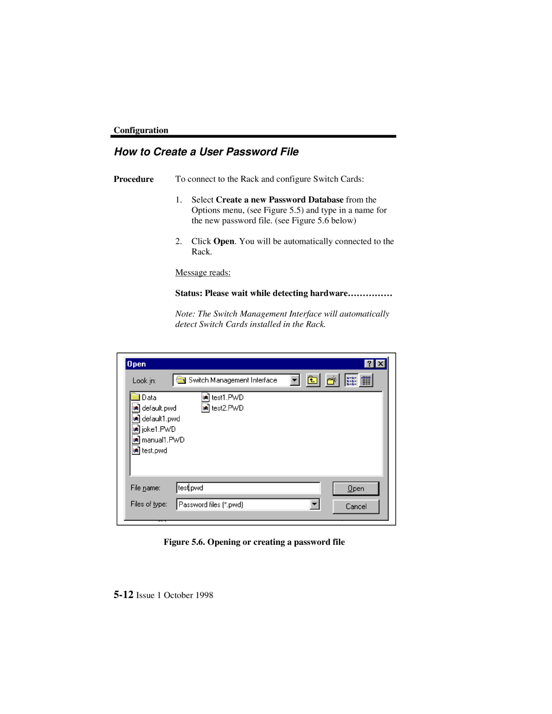 Lucent Technologies 3000, 3100 manual How to Create a User Password File, Opening or creating a password file 