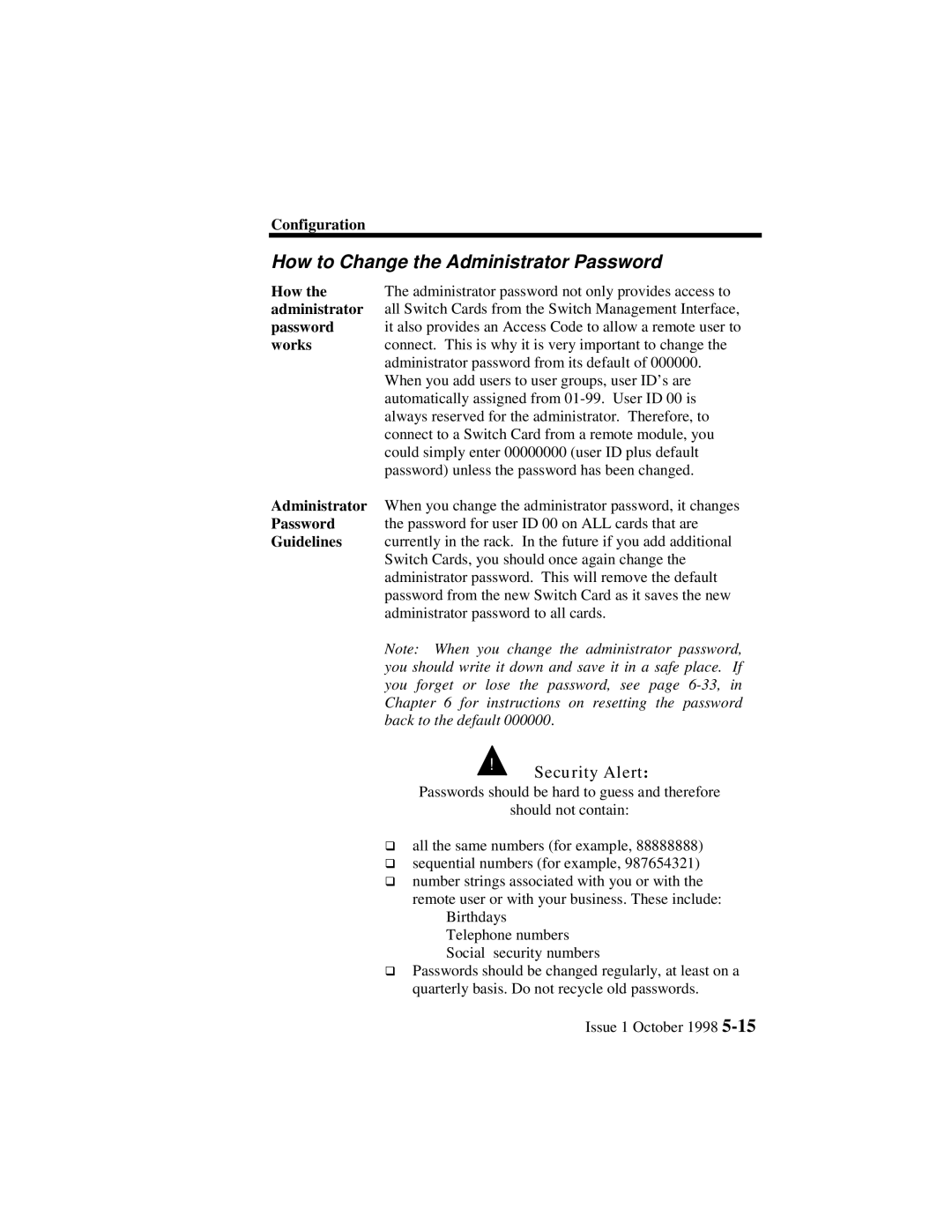 Lucent Technologies 3100, 3000 manual How to Change the Administrator Password, Works, Guidelines 