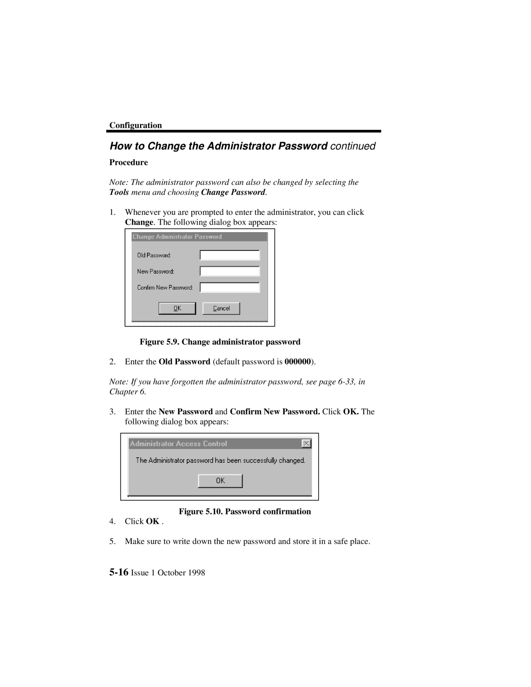 Lucent Technologies 3000, 3100 manual Change administrator password 