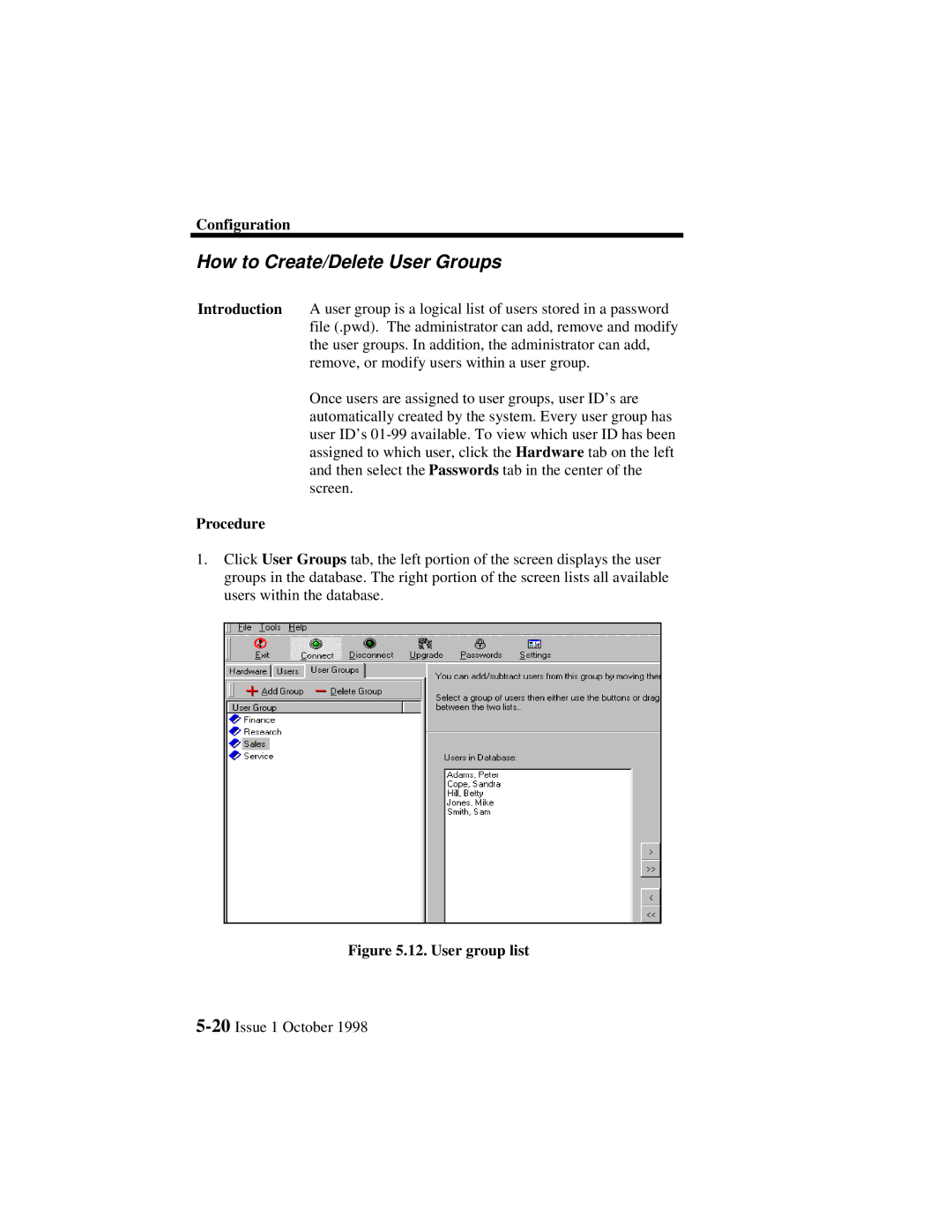 Lucent Technologies 3000, 3100 manual How to Create/Delete User Groups, User group list 