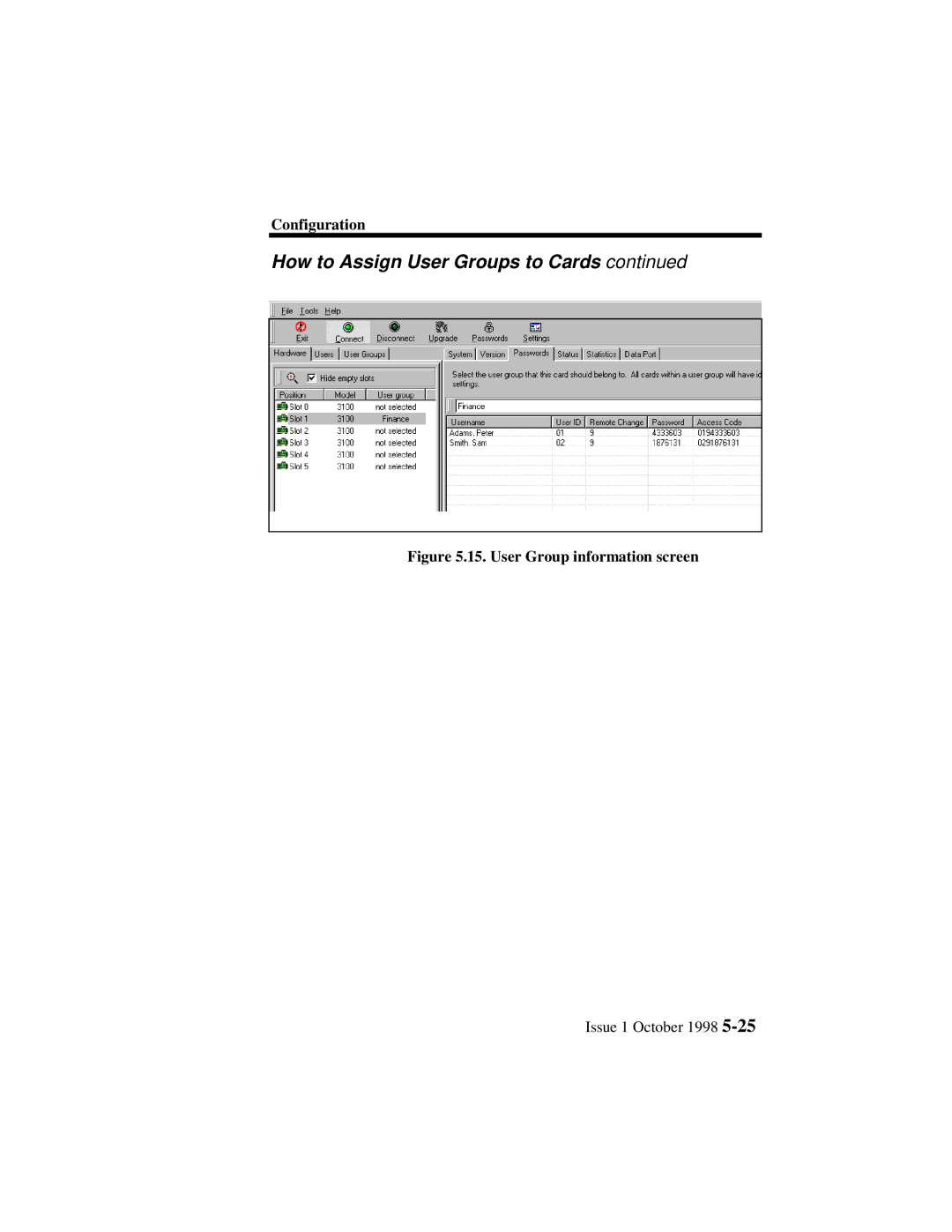 Lucent Technologies 3100, 3000 manual User Group information screen 