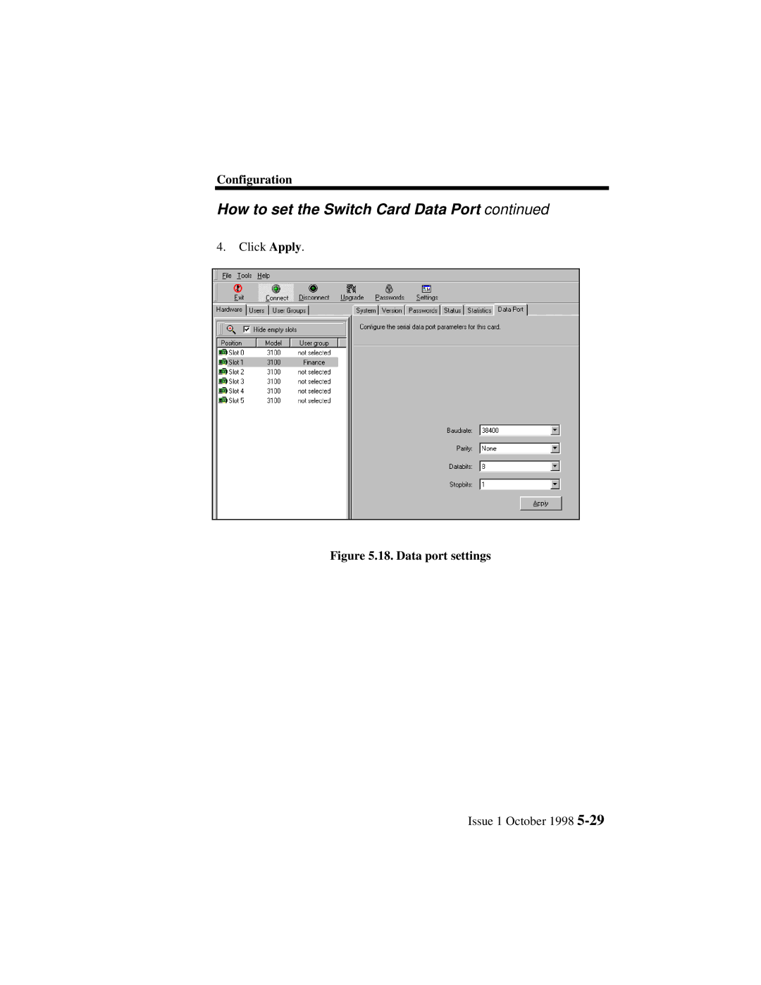 Lucent Technologies 3100, 3000 manual Data port settings 