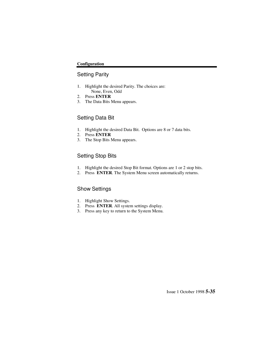 Lucent Technologies 3100, 3000 manual Setting Parity 