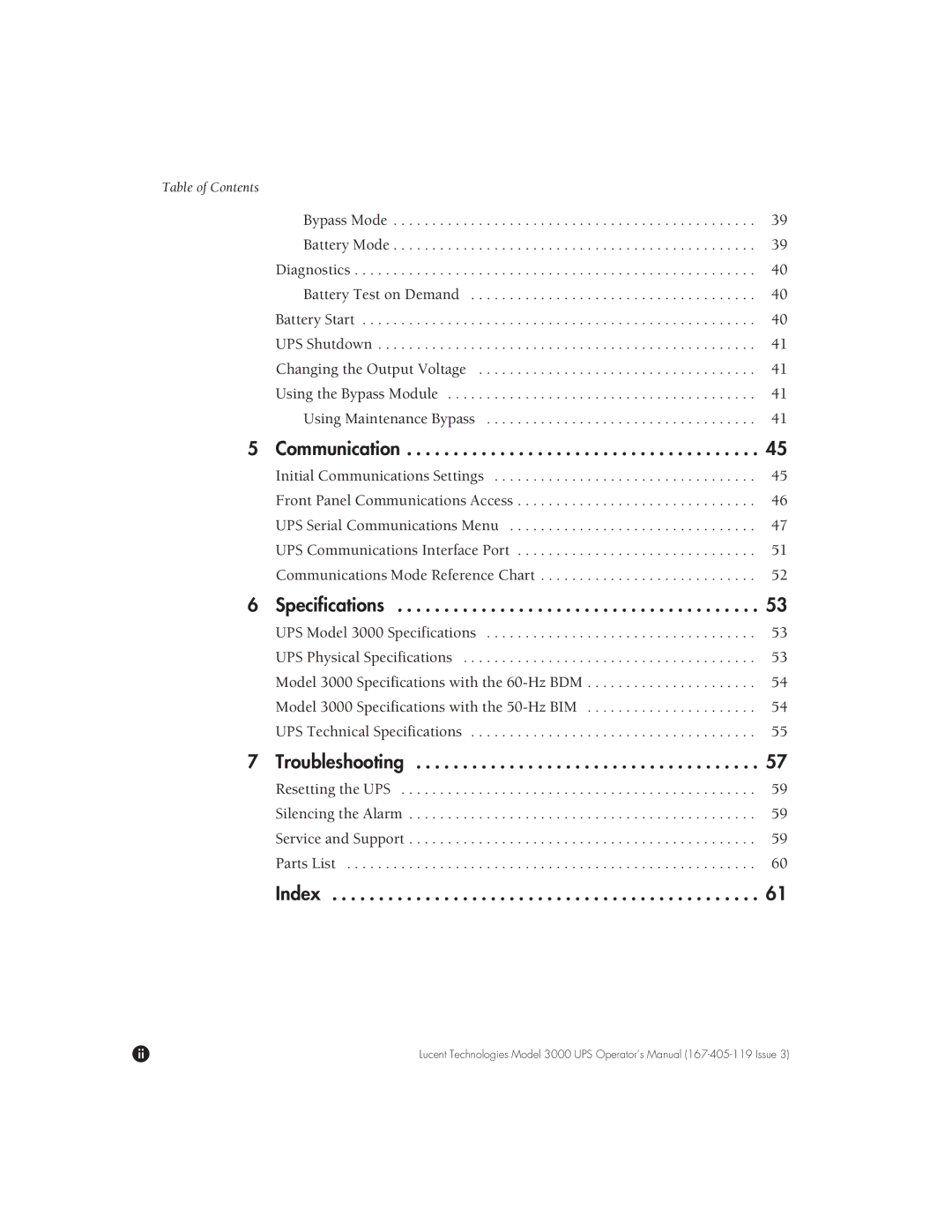 Lucent Technologies 3000 VA manual Troubleshooting 