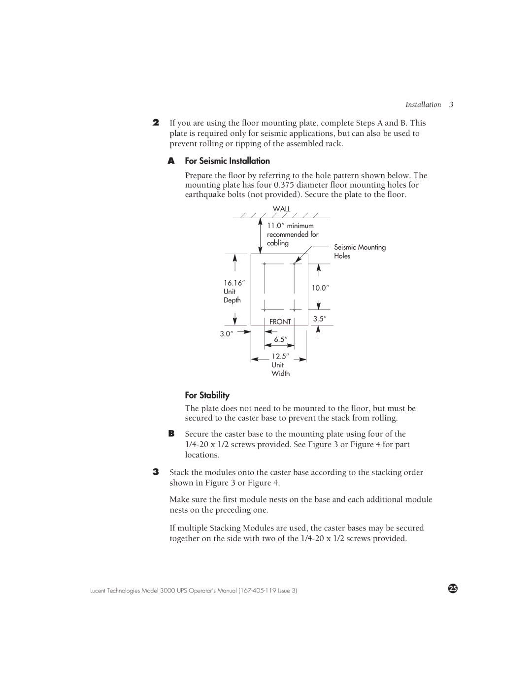 Lucent Technologies 3000 VA manual For Stability 