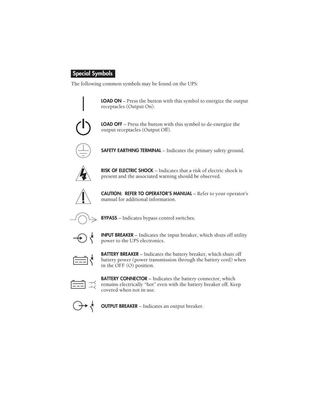 Lucent Technologies 3000 VA manual Special Symbols 