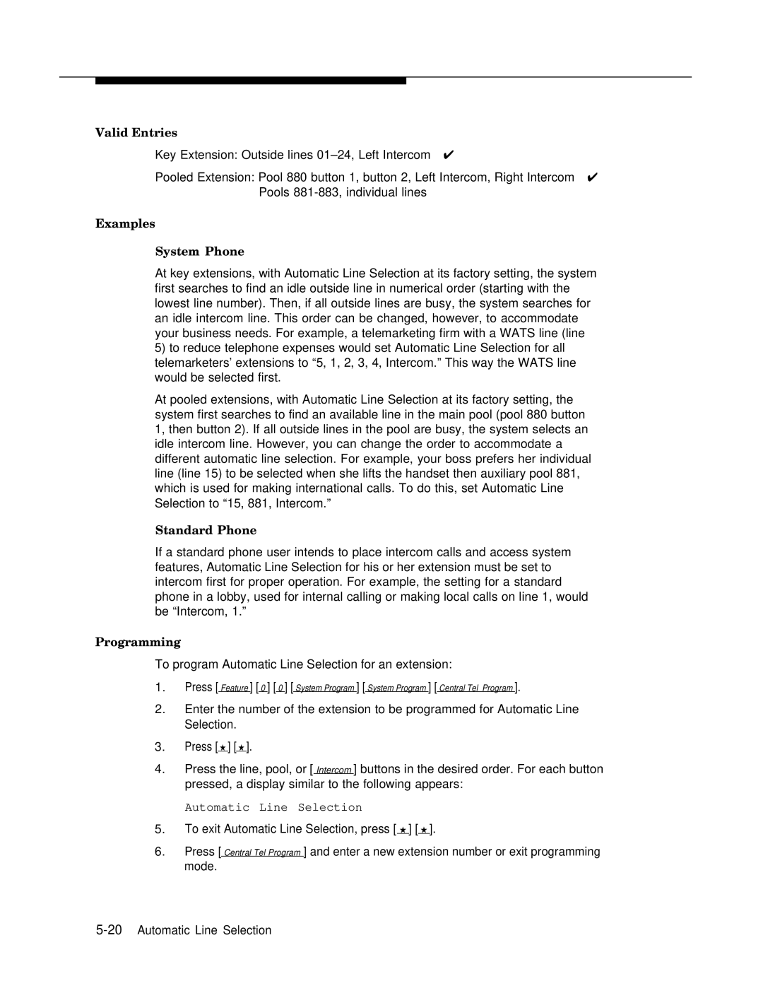 Lucent Technologies 4.1 manual Valid Entries, Examples System Phone 