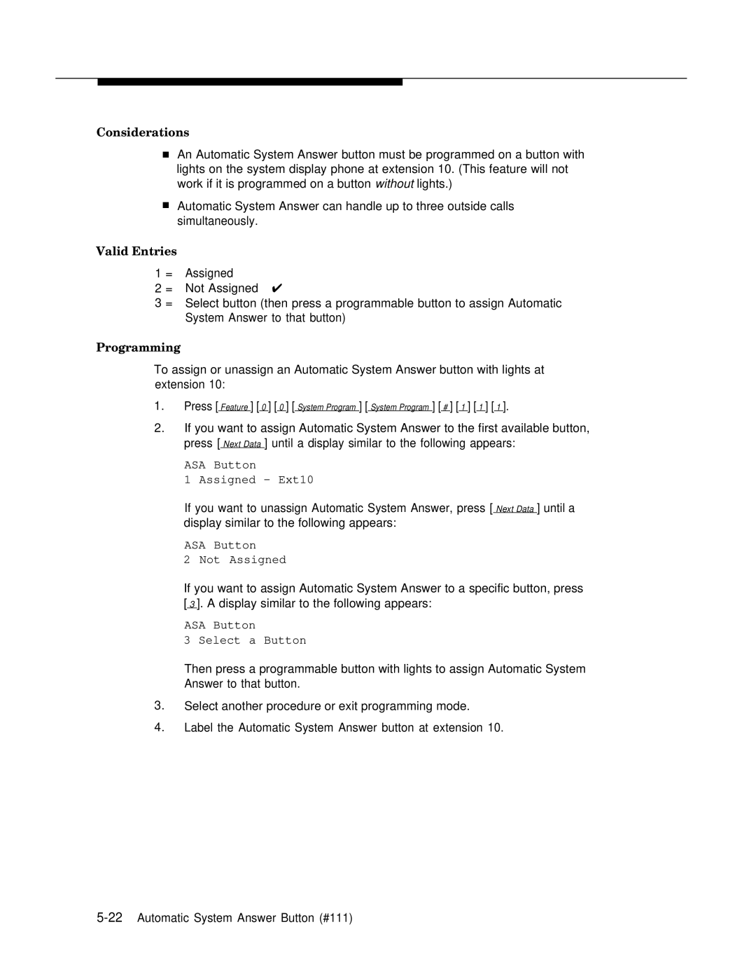 Lucent Technologies 4.1 manual ASA Button Assigned Ext10 